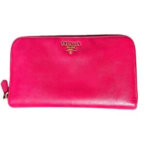 Prada Saffiano Leather Zip Around Large Continental Wallet and Free COA